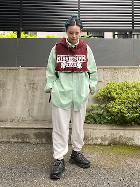 「SPINNS（スピンズ）のアイテム（スウェットパンツ）」を使った、i_am_otomeさん（レディース・153cm）の春コーディネート