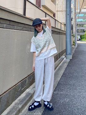 「ごきげんウィーク」｜「アイテム（スウェットパンツ）」を使った、i_am_otomeさん（レディース・153cm）の春コーディネート