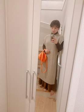 「select MOCA（セレクトモカ）の【13色展開】シンプルリブタートルニット（ニット/セーター）」を使った、ぼうさん（レディース・161cm）の秋コーディネート