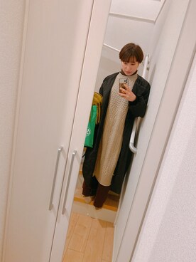 「select MOCA（セレクトモカ）の【13色展開】シンプルリブタートルニット（ニット/セーター）」を使った、ぼうさん（レディース・161cm）の冬コーディネート