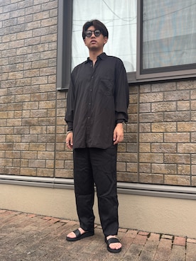 「FOOTWORKSのアイテム（サンダル、ブラック系）」を使った、jyunichiさん（メンズ・177cm）の夏コーディネート