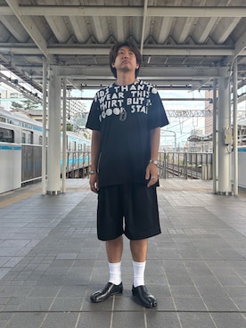 「Maison Margiela（メゾンマルジェラ）の92880円 41サイズ（スリッポン、ブラック系）」を使った、jyunichiさん（メンズ・177cm）の夏コーディネート