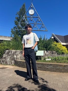 「International Gallery BEAMS（インターナショナルギャラリービームス）のアイテム（スラックス、ブルー系）」を使った、jyunichiさん（メンズ・177cm）の夏コーディネート