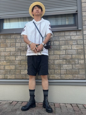 「アイテム（帽子、ベージュ系）」を使った、jyunichiさん（メンズ・177cm）の夏コーディネート