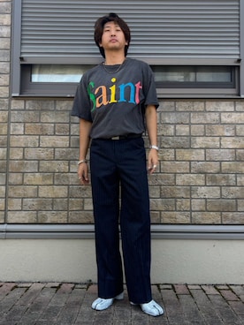 「International Gallery BEAMS（インターナショナルギャラリービームス）のアイテム（スラックス、ブルー系）」を使った、jyunichiさん（メンズ・177cm）の夏コーディネート