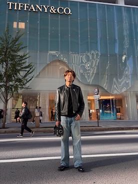 「アイテム（ライダースジャケット）」を使った、jyunichiさん（メンズ・177cm・30代）の秋コーディネート