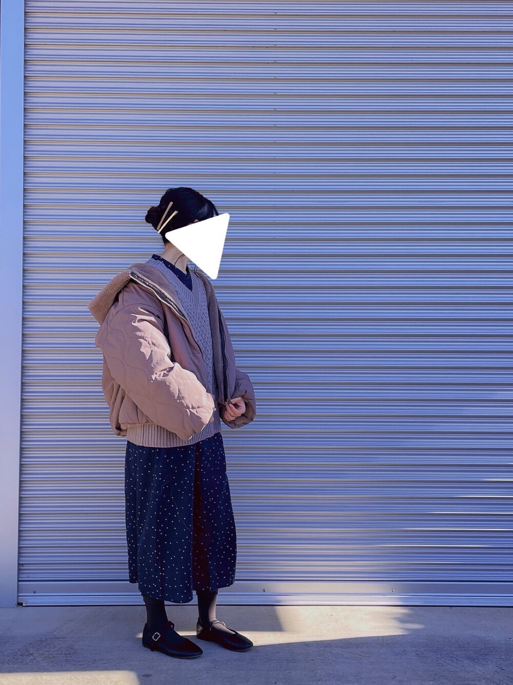 「初詣、福袋、ベスト×ワンピース」｜「パシオスのアイテム（ダッフルコート、ブラウン系）」を使った、るなおさん（レディース・149cm）の冬コーディネートの1枚目の写真