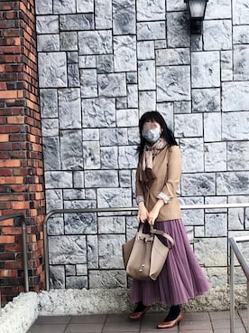「fifth（フィフス）の[低身長サイズ有]チュールロングスカート（スカート）」を使った、Jolieさん（レディース・158cm）の秋コーディネート