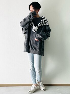 スウェットを使った 淡色デニム のメンズ人気ファッションコーディネート Wear