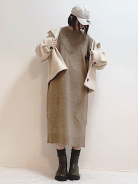 「アイテム（ソックス/靴下）」を使った、mikaさん（レディース・155cm）の秋コーディネート