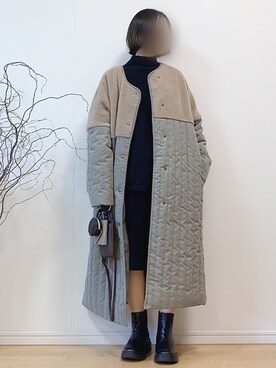「スクエアトゥ」｜「アイテム（ノーカラーコート）」を使った、mikaさん（レディース・155cm）の秋コーディネート