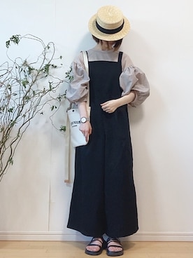「sakishimatokyo（サキシマトーキョー）のアイテム（オールインワン・サロペット）」を使った、mikaさん（レディース・155cm）の夏コーディネート