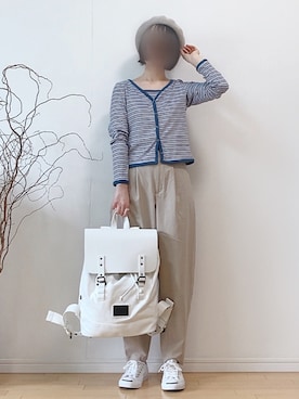 「はじめましてコーデ」｜「アイテム（ハンチング/ベレー帽）」を使った、mikaさん（レディース・155cm）の春コーディネート