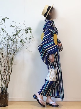 「着物」｜「アイテム（ハンドバッグ）」を使った、mikaさん（レディース・155cm）の夏コーディネート