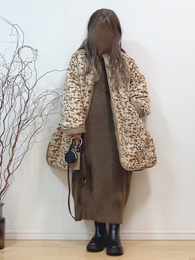 「アイテム（ダウンジャケット/コート）」を使った、mikaさん（レディース・155cm）の冬コーディネート