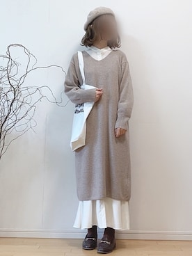 「ウィッグ」｜「アイテム（ハンチング/ベレー帽）」を使った、mikaさん（レディース・155cm）の秋コーディネート