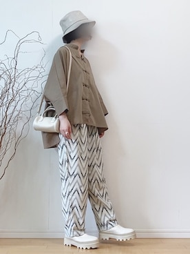 「チャイナシャツ」｜「アイテム（帽子）」を使った、mikaさん（レディース・155cm）の秋コーディネート