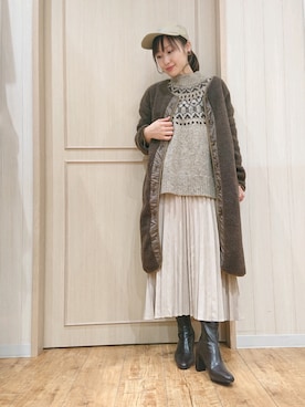 「DRESKIP（ドレスキップ）のアイテム（キャップ）」を使った、himiさん（レディース・160cm）の冬コーディネート