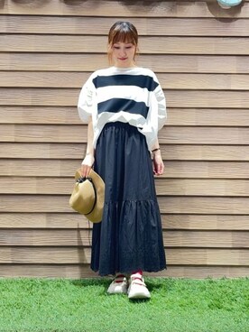 「アイテム（ハット、イエロー系）」を使った、himiさん（レディース・160cm）の春コーディネート