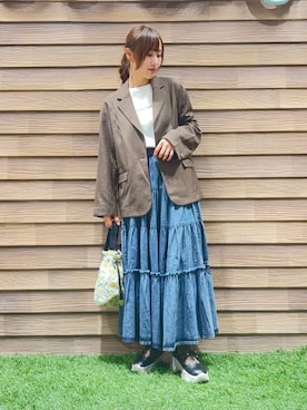 「SHOO・LA・RUE（シューラルー）の【S-LL/セットアップ可/イージーケア/UV】オンにもオフにも 軽やかシングルジャケット（テーラードジャケット、ブラウン系）」を使った、himiさん（レディース・160cm）の冬コーディネート