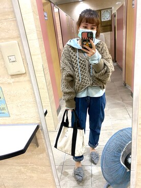 「アイテム（モカシン/デッキシューズ、その他）」を使った、🥝Kiwie🥝さん（レディース・149cm）の冬コーディネート