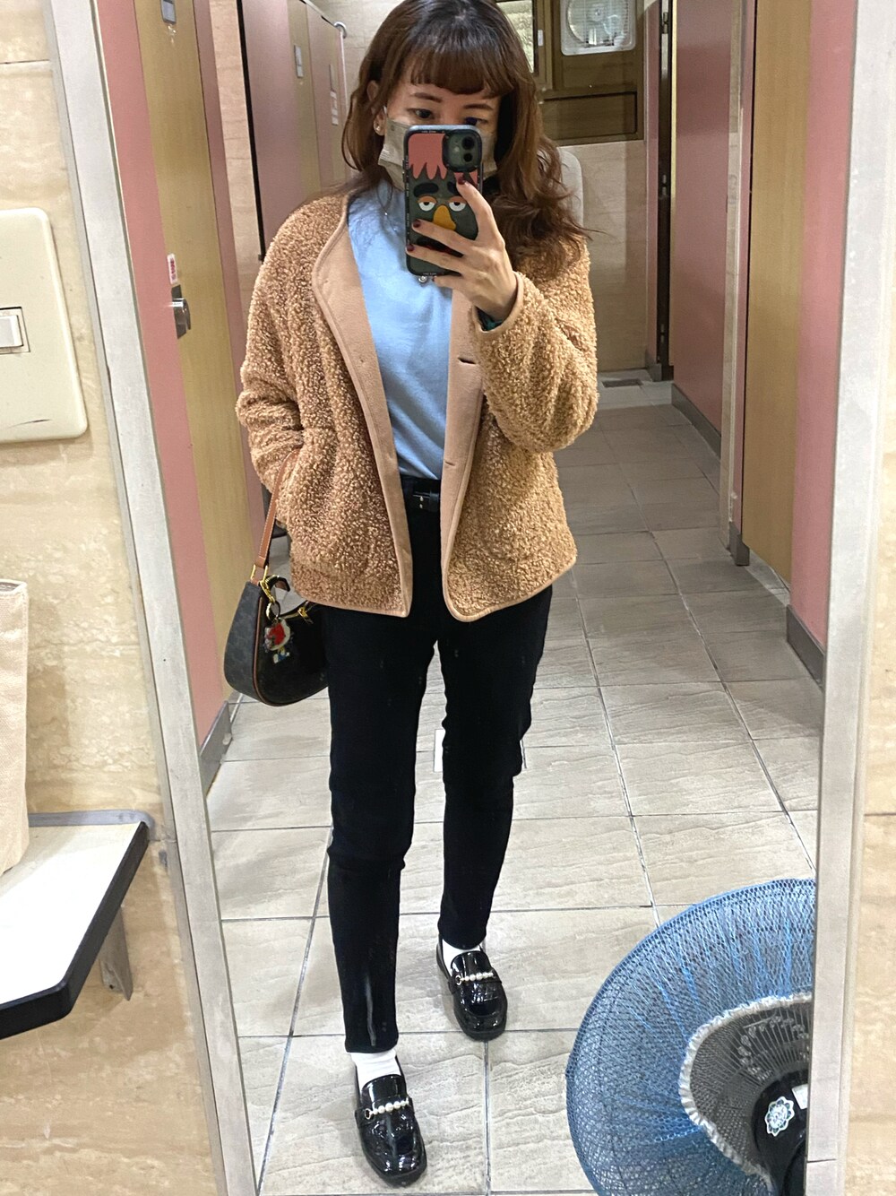 「UNIQLOのアイテム（ダッフルコート、ピンク系）」を使った、🥝Kiwie🥝さん（レディース・149cm）の冬コーディネートの1枚目の写真