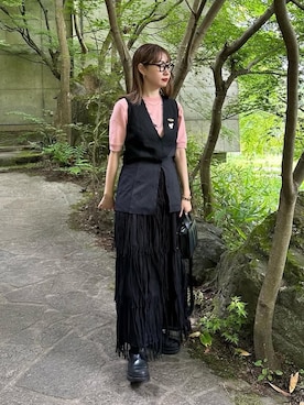 クリンクルクリンクルクリンクル　フリンジスカート　黒 Spick & Span（スピックアンドスパン）の「【crinkle crinkle