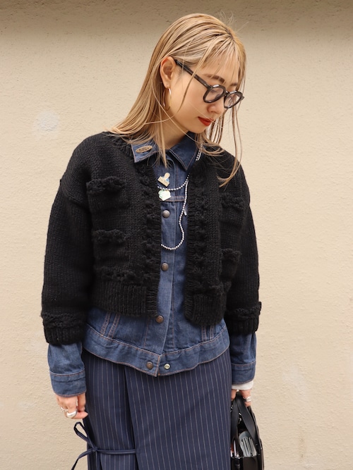 crinkle crinkle crinkle ハンドニットミニジャケット crinkle crinkle crinkle（クリンクルクリンクルクリンクル）の