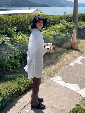 「KEEN（キーン）のアイテム（サンダル、ブラック系）」を使った、mihiroさん（レディース・156cm）の夏コーディネート