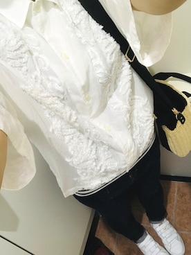「mercibeaucoup,（メルシーボークー）のアイテム（シャツ/ブラウス）」を使った、Nさん（レディース・155cm）の夏コーディネート