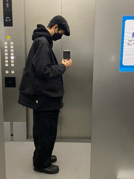 「ミリタリーコーデ」｜「アイテム（スウェットパンツ）」を使った、KEITAさん（メンズ・178cm）の冬コーディネート