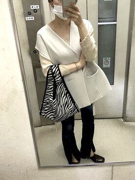 「EMMEL REFINES（エメルリファインズ）のアイテム（その他アウター）」を使った、mさん（レディース・157cm）の秋コーディネート