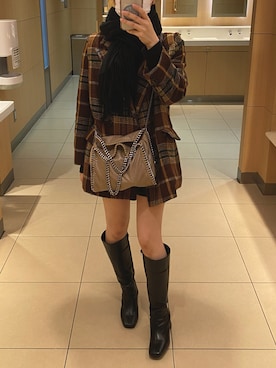 「ABITOKYO（アビトーキョー）のアイテム（ジャケット/アウター）」を使った、mさん（レディース・157cm）の冬コーディネート