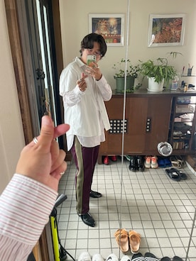 「古着のアイテム（シャツ/ブラウス、ホワイト系）」を使った、 3708knさん（メンズ・173cm）の秋コーディネート