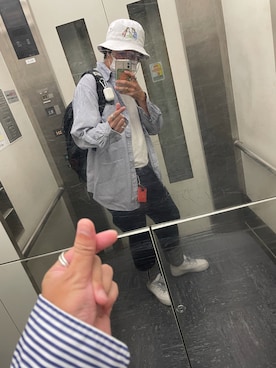 「Left Aloneのアイテム（キャスケット、ホワイト系）」を使った、 3708knさん（メンズ・173cm）の秋コーディネート