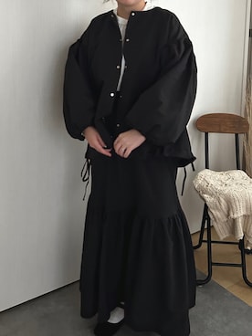 「ティアードスカート」｜「アイテム（マウンテンパーカー）」を使った、𝘼 𝙆 𝙄さん（レディース・150cm）の秋コーディネート