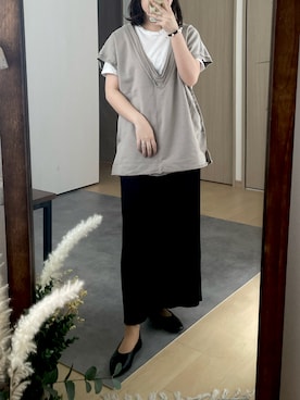 「プリーツスカート」｜「アイテム（ベスト、グレー系）」を使った、𝘼 𝙆 𝙄さん（レディース・150cm）の夏コーディネート