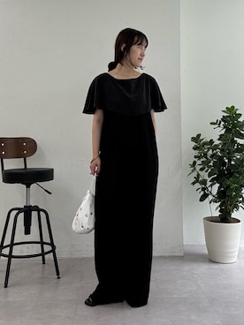 「Omekashi（オメカシ）のジョーゼットキャミサロペット（サロペット/オーバーオール、ブラック系）」を使った、IRIEさん（レディース・162cm）の春コーディネート