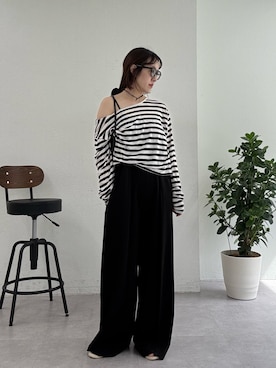 「Omekashi（オメカシ）のジョーゼットキャミサロペット（サロペット/オーバーオール、ブラック系）」を使った、IRIEさん（レディース・162cm）の春コーディネート