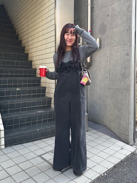 「アイテム（オールインワン・サロペット）」を使った、IRIEさん（レディース・162cm）の冬コーディネート