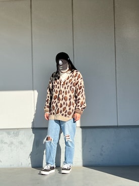 「UNIQLO（ユニクロ）のアイテム（デニムパンツ、ブルー系）」を使った、あこさん（レディース・155cm）の冬コーディネート