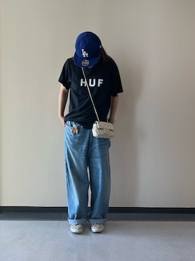 「DouDou（ドゥドゥ）のアイテム（ショルダーバッグ、ホワイト系）」を使った、あこさん（レディース・155cm）の夏コーディネート
