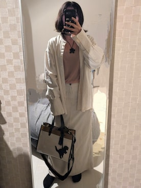 「アイテム（Tシャツ/カットソー、オレンジ系）」を使った、うまさんさん（レディース・155cm）の秋コーディネート