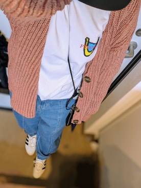 「アイテム（カーディガン/ボレロ、ピンク系）」を使った、うまさんさん（レディース・155cm）の秋コーディネート