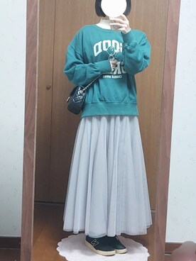 「rps（アールピーエス）のアイテム（スカート）」を使った、チェリコさん（レディース・163cm）の冬コーディネート