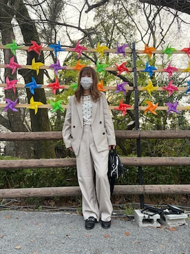 「GU（ジーユー）のアイテム（テーラードジャケット）」を使った、star.maammiyさん（レディース・155cm）の春コーディネート