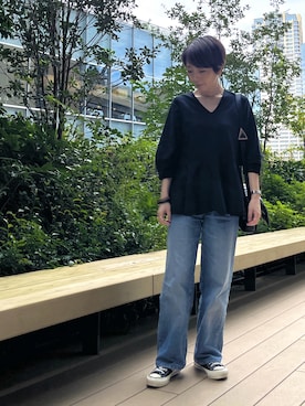 「アイテム（バングル/リストバンド）」を使った、jemilemoさん（レディース・153cm）の秋コーディネート