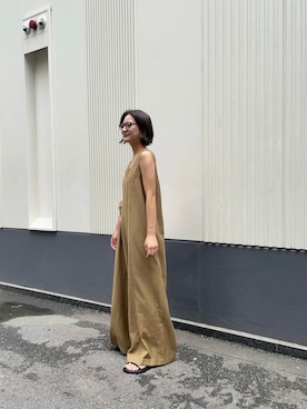 「アイテム（オールインワン・サロペット、イエロー系）」を使った、chihoさん（レディース・163cm）の夏コーディネート