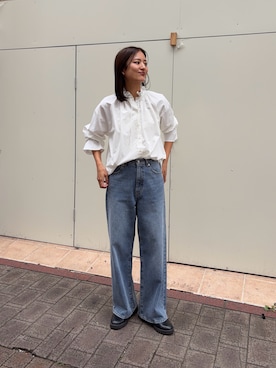 「URBAN RESEARCH（アーバンリサーチ）の『別注』PICCADILLY×URBAN RESEARCH　デニムストレートパンツ（デニムパンツ、ブルー系）」を使った、ちほさん（レディース・163cm）の秋コーディネート
