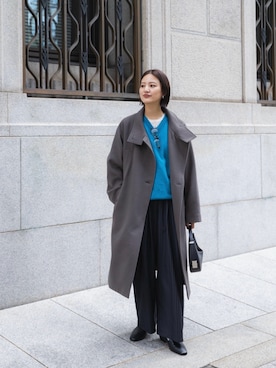 「アイテム（テーラードジャケット、グリーン系）」を使った、ちほさん（レディース・163cm）の秋コーディネート